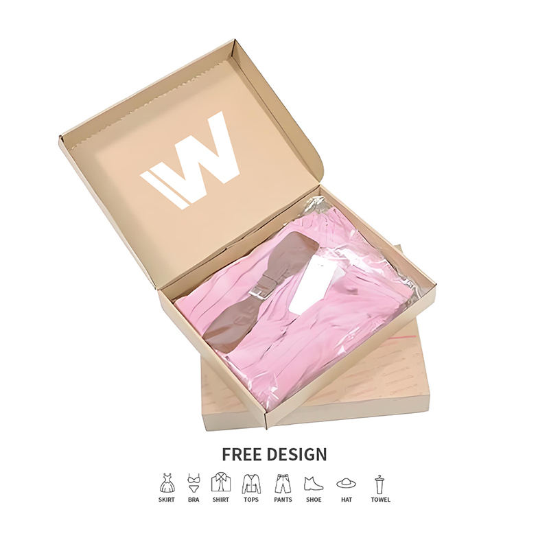 茶色のシンプルな段ボール衣類包装箱