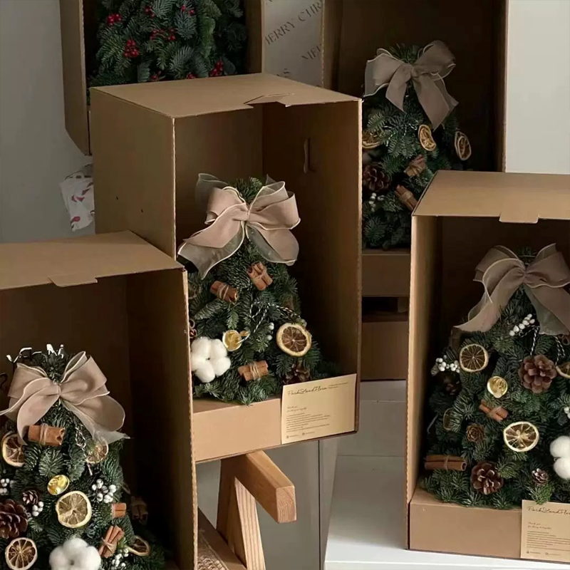 均一な茶色の波形フラワー ギフト ボックス